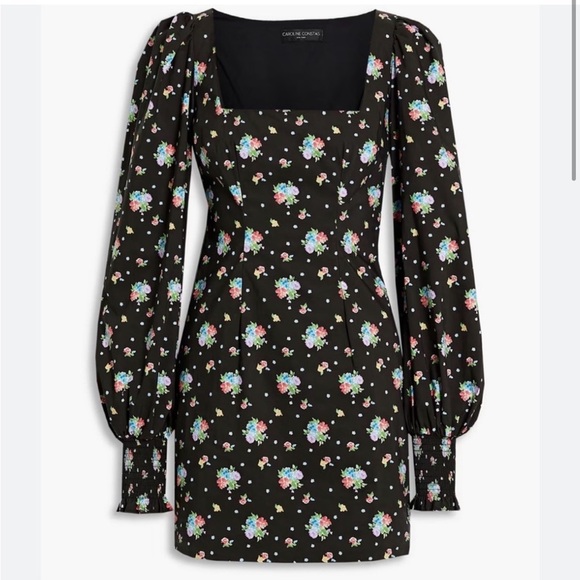 Caroline Constas Elliot Dress Black Spot Floral Size Medium NWT - Picture 3 of 6